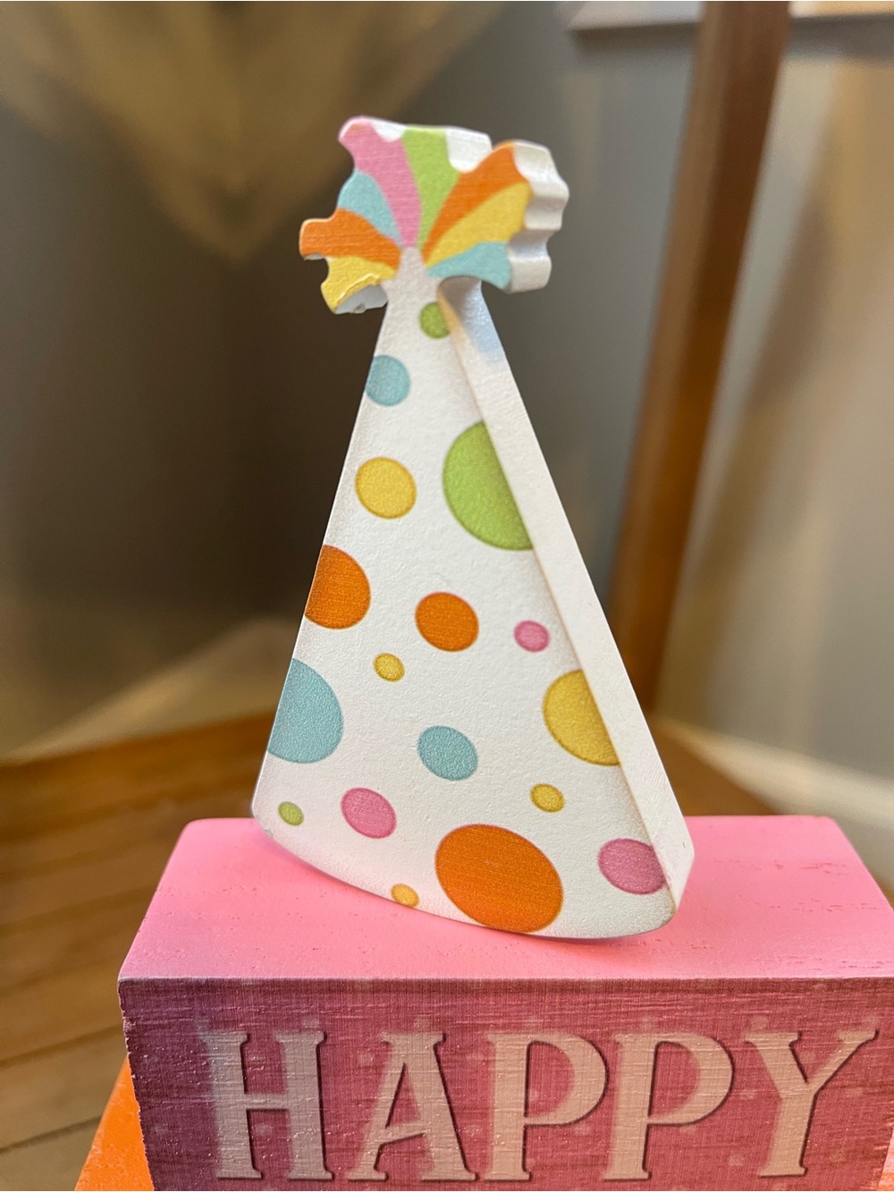 Stacked Birthday Block Decor - Pink, Orange, Blue🌼 - Picture 3 of 4